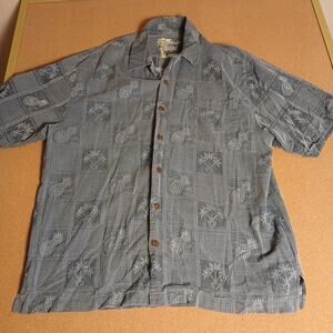 Jamaica Jaxx Mens L 100% Silk Shirt. Short Sleeve Hawaiian Print
